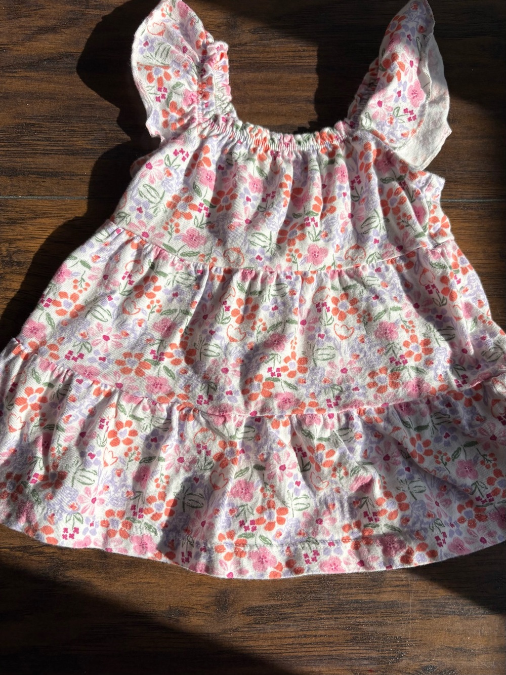 Carter’s Baby Girl Floral Tiered Dress 6M – Ruffle Sleeves